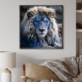 Blue Enigmatic Monarch lion - Lion Large Canvas Wall Art