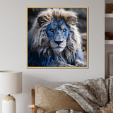 Blue Enigmatic Monarch lion - Lion Large Canvas Wall Art