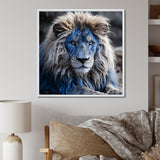 Blue Enigmatic Monarch lion - Lion Large Canvas Wall Art