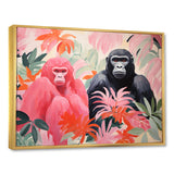 Pink and black Gorilla s Among Palms - Gorilla Wall Decor