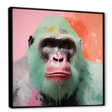 Green and pink Vibrant Gorilla Portrait - Green Gorilla Wall Art