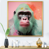 Green and pink Vibrant Gorilla Portrait - Green Gorilla Wall Art