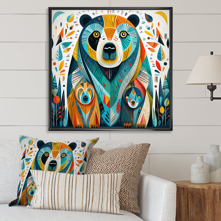Creative Grizzly Bear Collage - Bear Framed Canvas Art