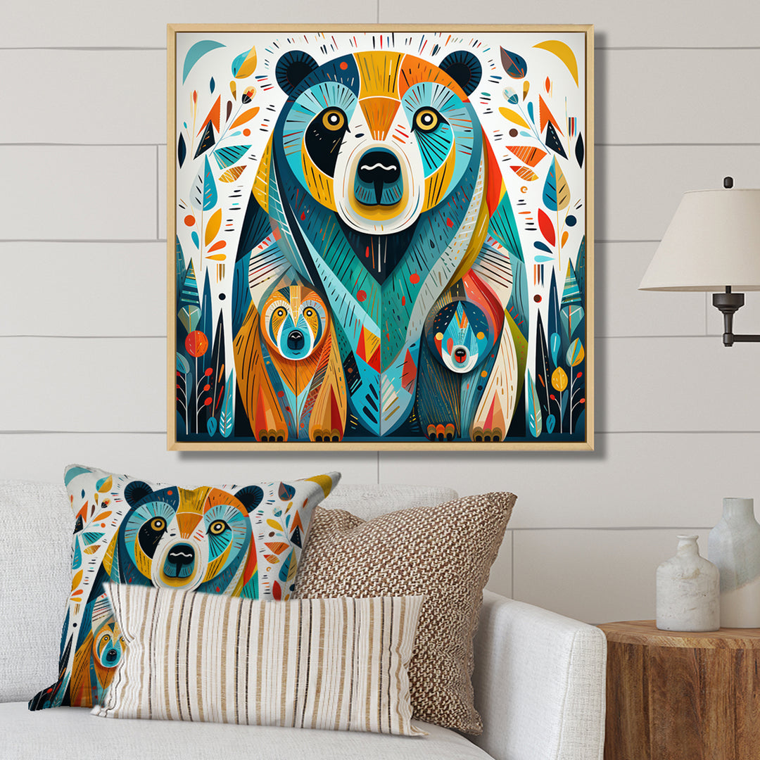 Creative Grizzly Bear Collage - Bear Framed Canvas Art