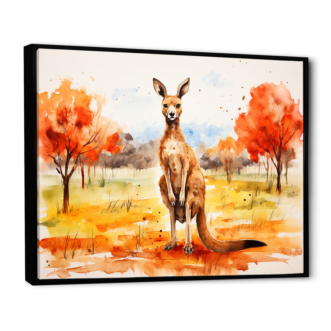 Brown and orange Kangaroo outback - Kangaroo Canvas Wall Art