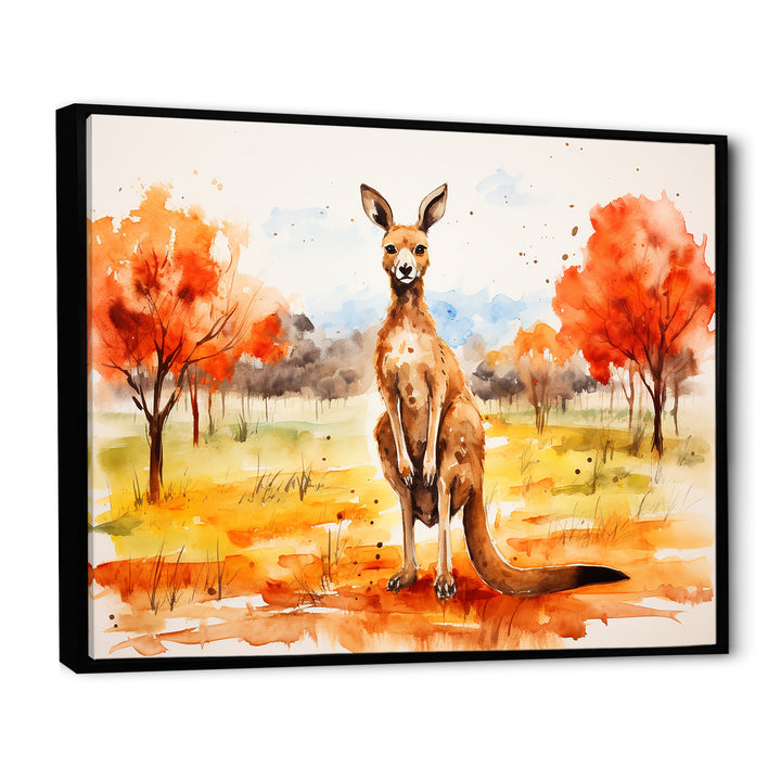 Brown and orange Kangaroo outback - Kangaroo Canvas Wall Art