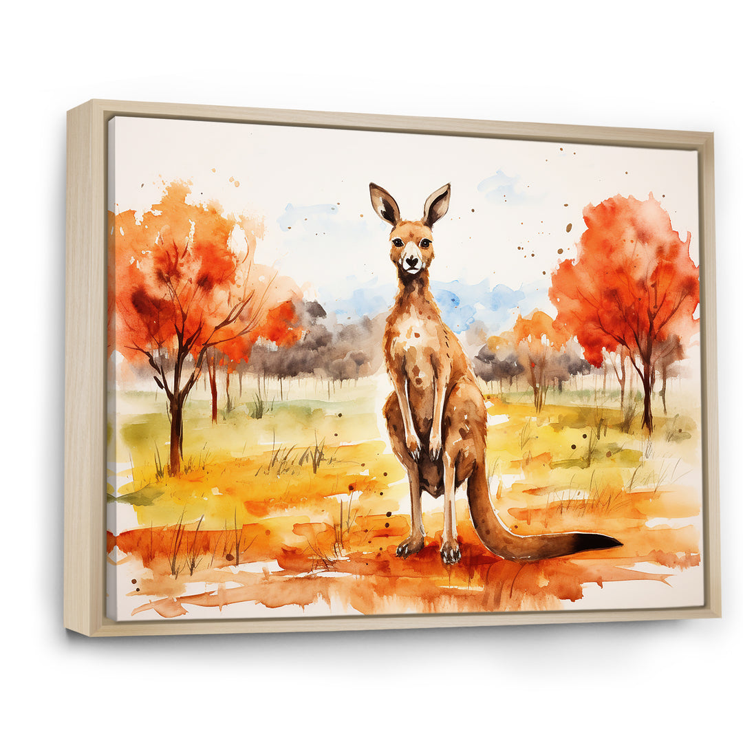 Brown and orange Kangaroo outback - Kangaroo Canvas Wall Art