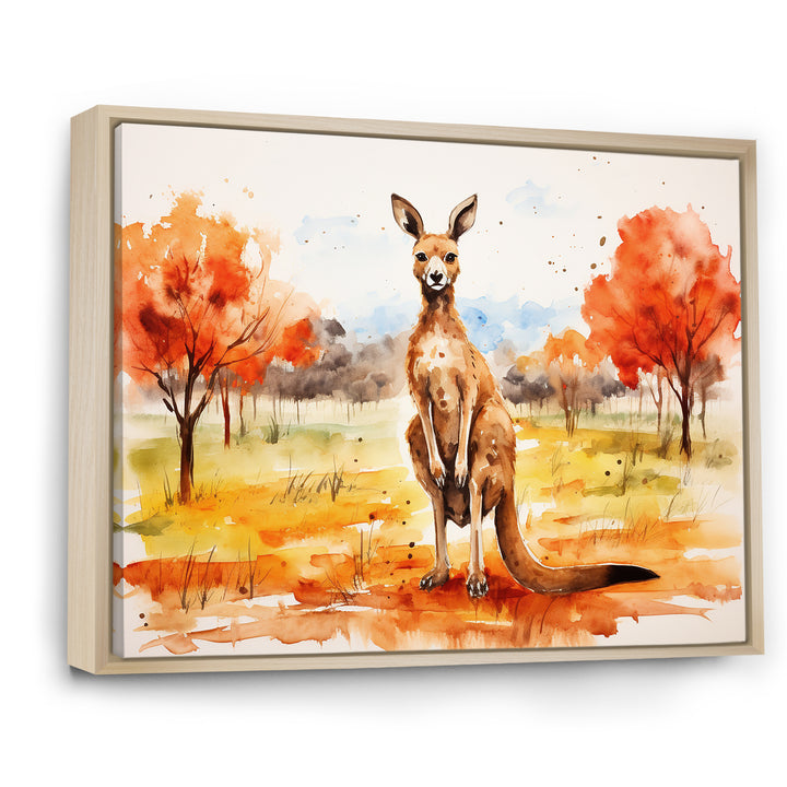 Brown and orange Kangaroo outback - Kangaroo Canvas Wall Art