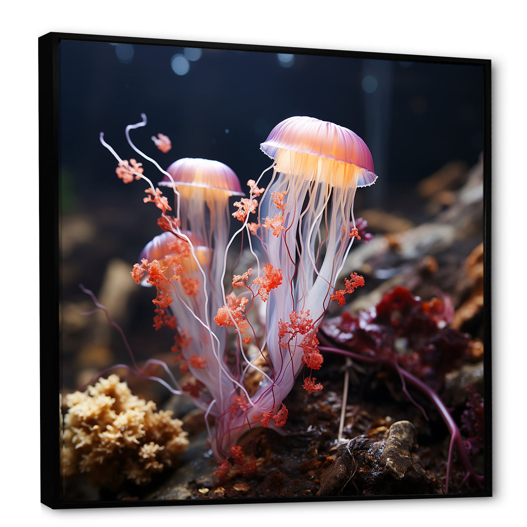 Yellow and pink Ethereal Elegance Jellyfish in Color - Jellyfish Wall Decor