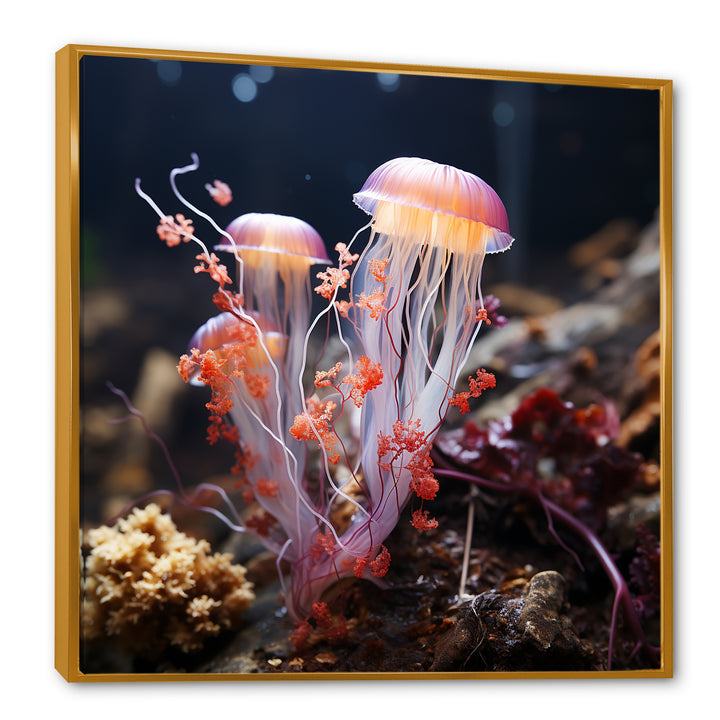 Yellow and pink Ethereal Elegance Jellyfish in Color - Jellyfish Wall Decor