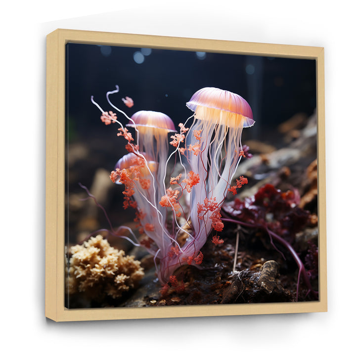 Yellow and pink Ethereal Elegance Jellyfish in Color - Jellyfish Wall Decor