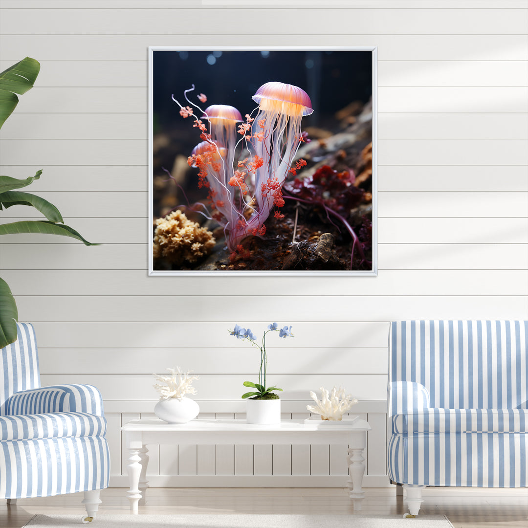 Yellow and pink Ethereal Elegance Jellyfish in Color - Jellyfish Wall Decor