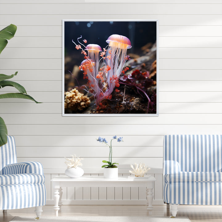 Yellow and pink Ethereal Elegance Jellyfish in Color - Jellyfish Wall Decor
