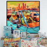 Reptile Riders Alligator and Lizards in Motion - Blue Alligator Wall Art