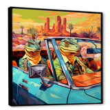 Reptile Riders Alligator and Lizards in Motion - Blue Alligator Wall Art