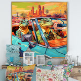 Reptile Riders Alligator and Lizards in Motion - Blue Alligator Wall Art