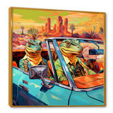 Reptile Riders Alligator and Lizards in Motion - Blue Alligator Wall Art