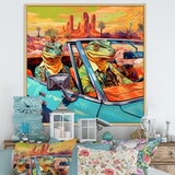 Reptile Riders Alligator and Lizards in Motion - Blue Alligator Wall Art
