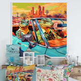 Reptile Riders Alligator and Lizards in Motion - Blue Alligator Wall Art