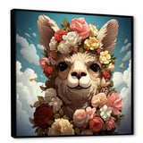 Flower crown Llama beauty - Llama Framed Canvas Art