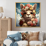 Flower crown Llama beauty - Llama Framed Canvas Art