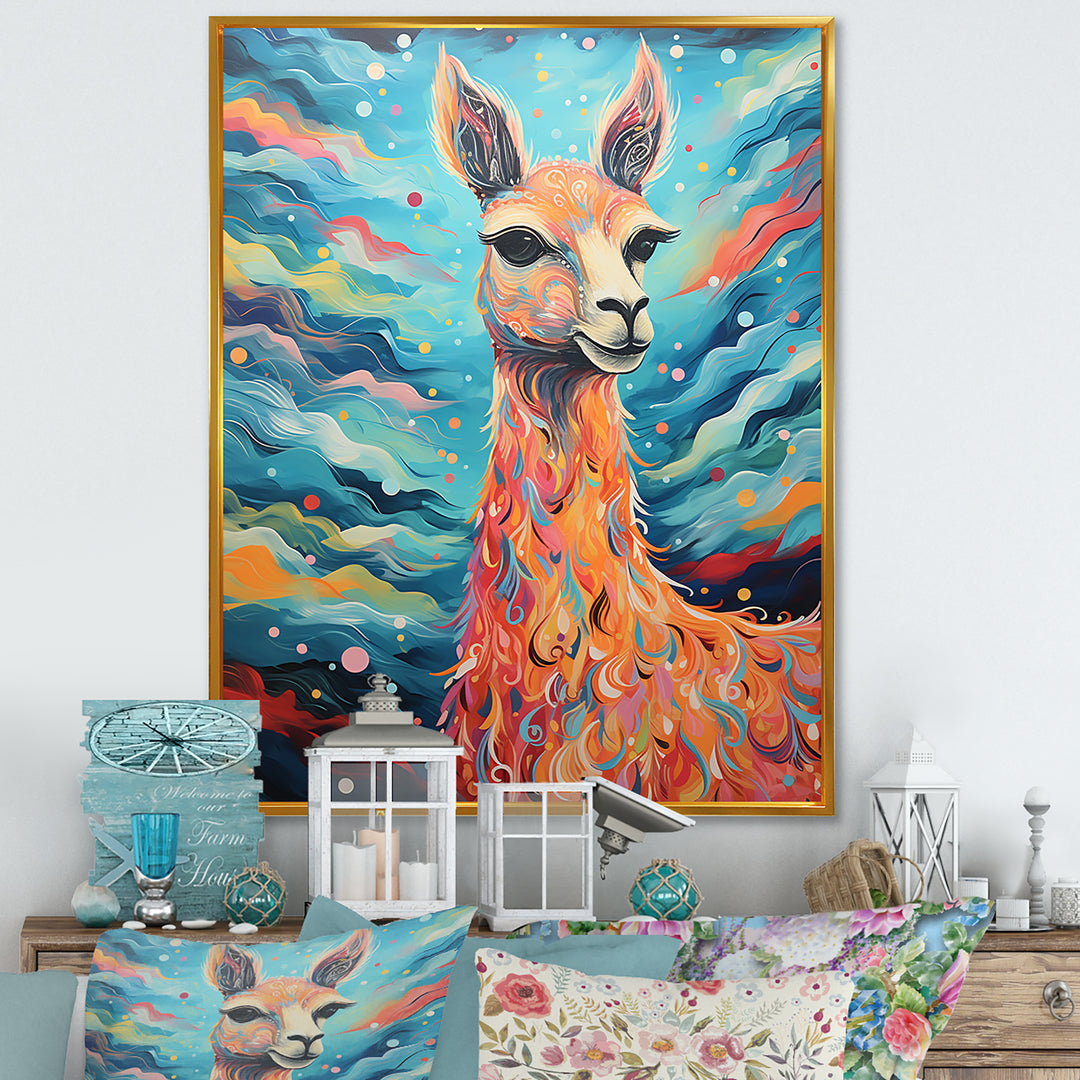 Luminous Llama Radiant Portrait of a Llama - Llama Large Canvas Wall Art