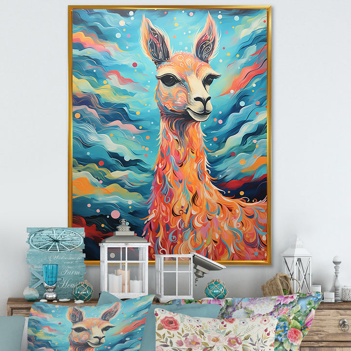 Luminous Llama Radiant Portrait of a Llama - Llama Large Canvas Wall Art