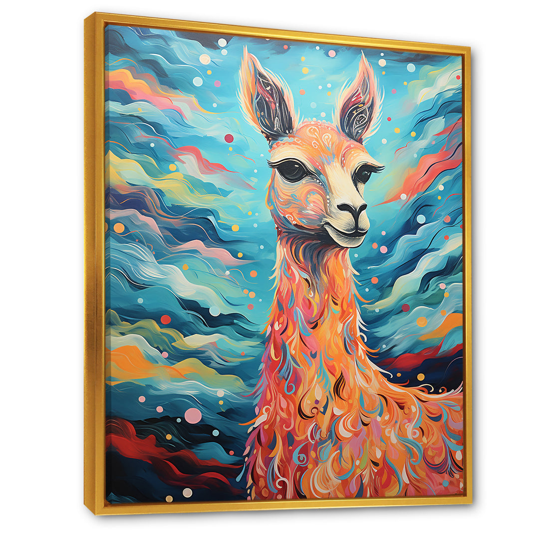 Luminous Llama Radiant Portrait of a Llama - Llama Large Canvas Wall Art