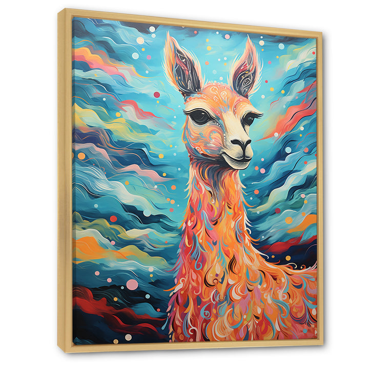 Luminous Llama Radiant Portrait of a Llama - Llama Large Canvas Wall Art
