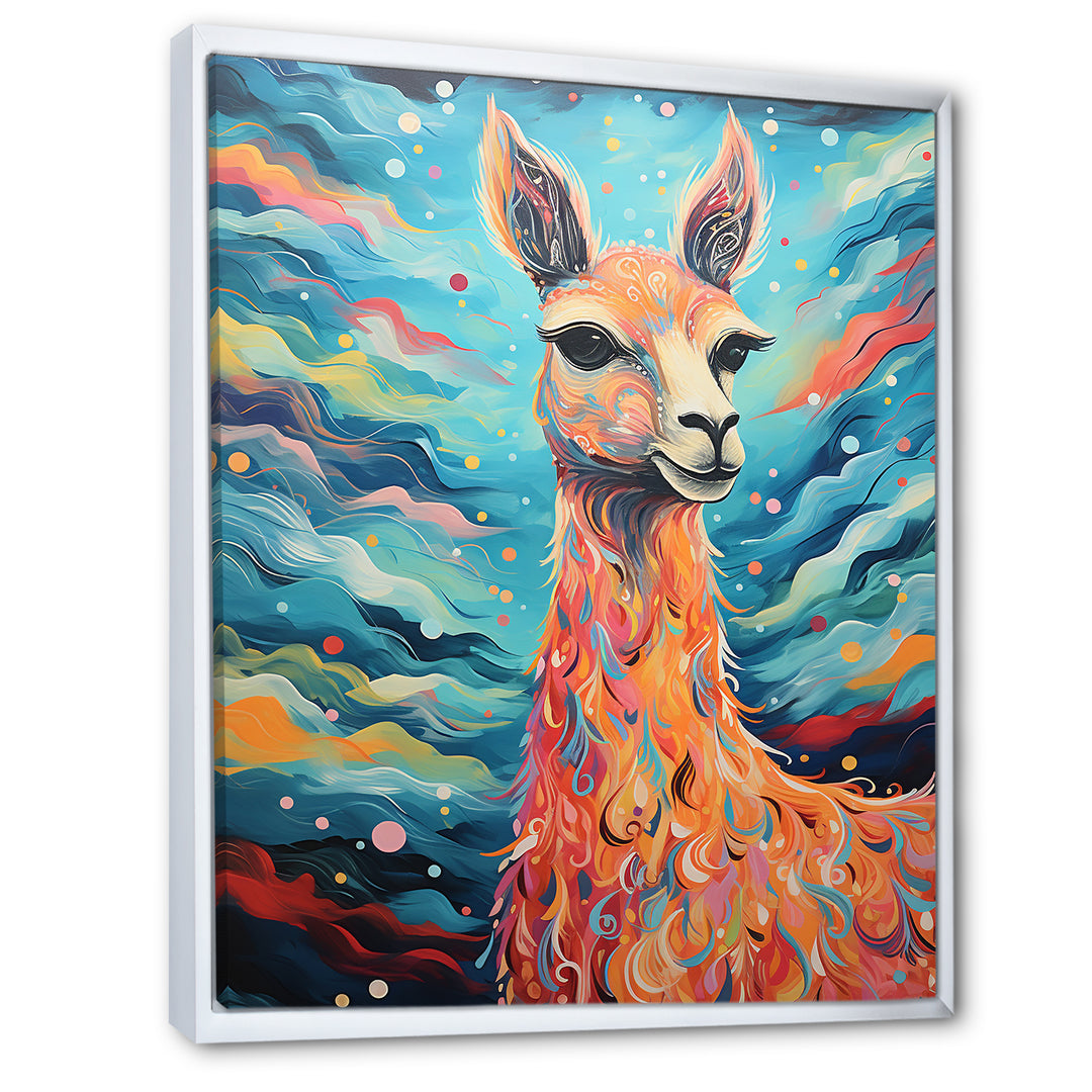 Luminous Llama Radiant Portrait of a Llama - Llama Large Canvas Wall Art