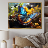 Wings of Wonder blue and yellow butterfly - Butterfly Bedroom Wall Art
