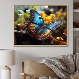Wings of Wonder blue and yellow butterfly - Butterfly Bedroom Wall Art