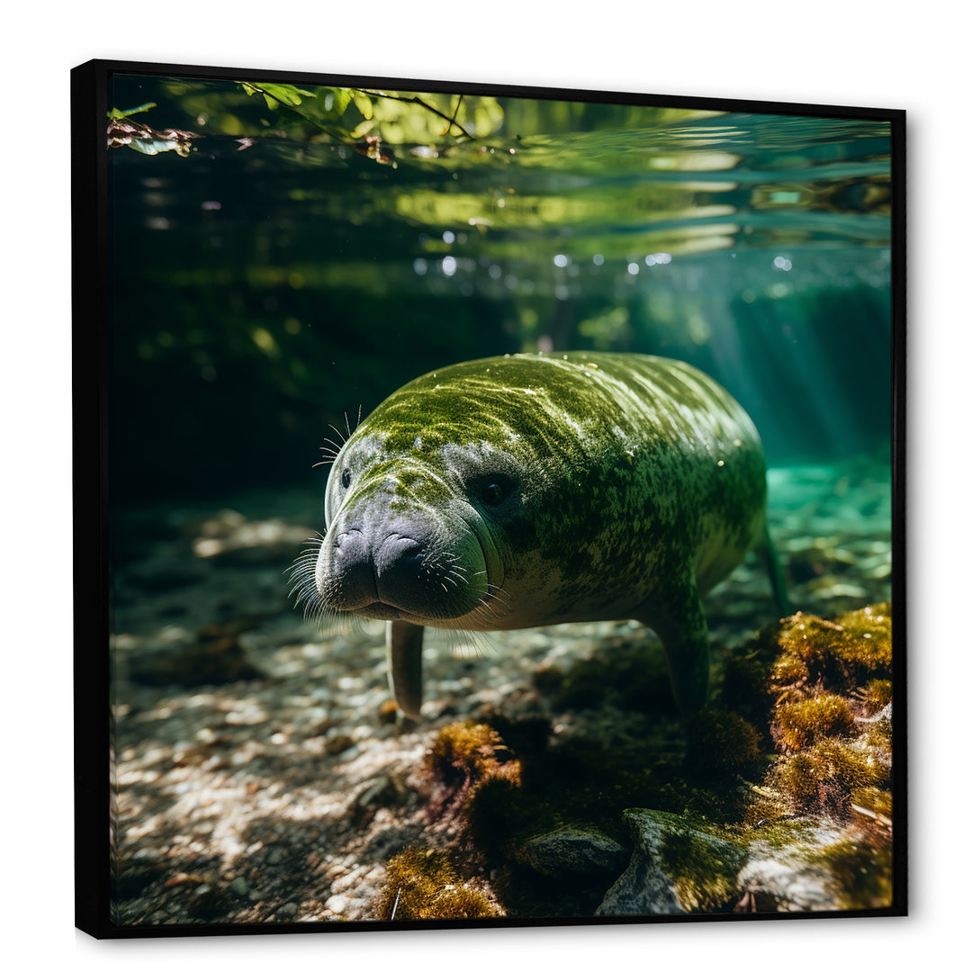 Serene Sea Giant Portrait of a Manatee - Manatee Wall Decor