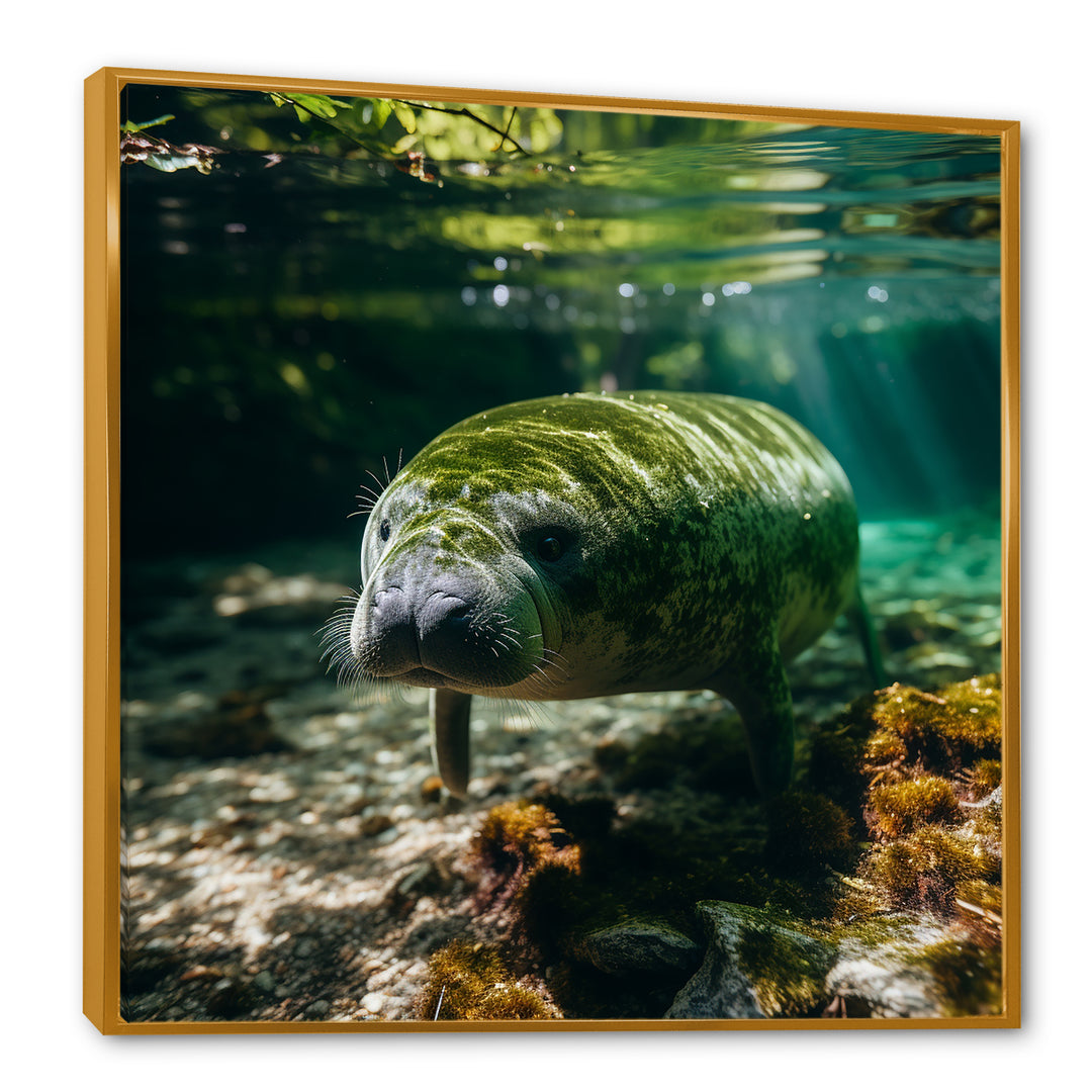 Serene Sea Giant Portrait of a Manatee - Manatee Wall Decor