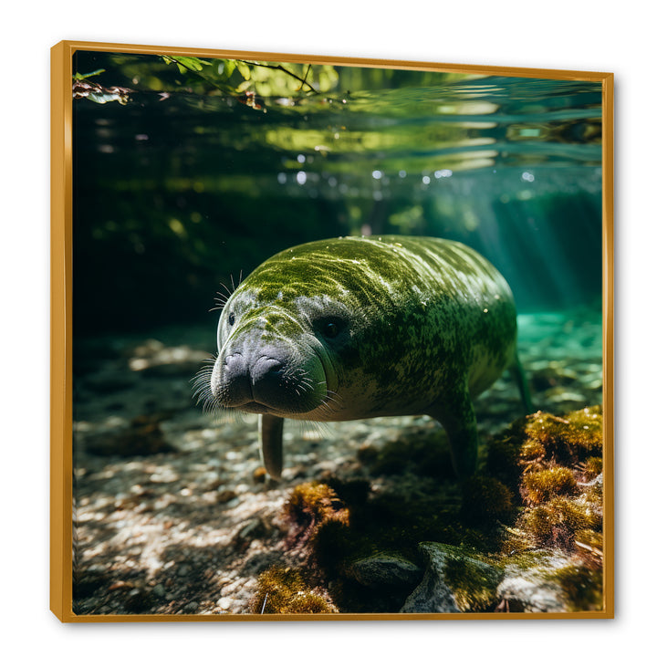 Serene Sea Giant Portrait of a Manatee - Manatee Wall Decor