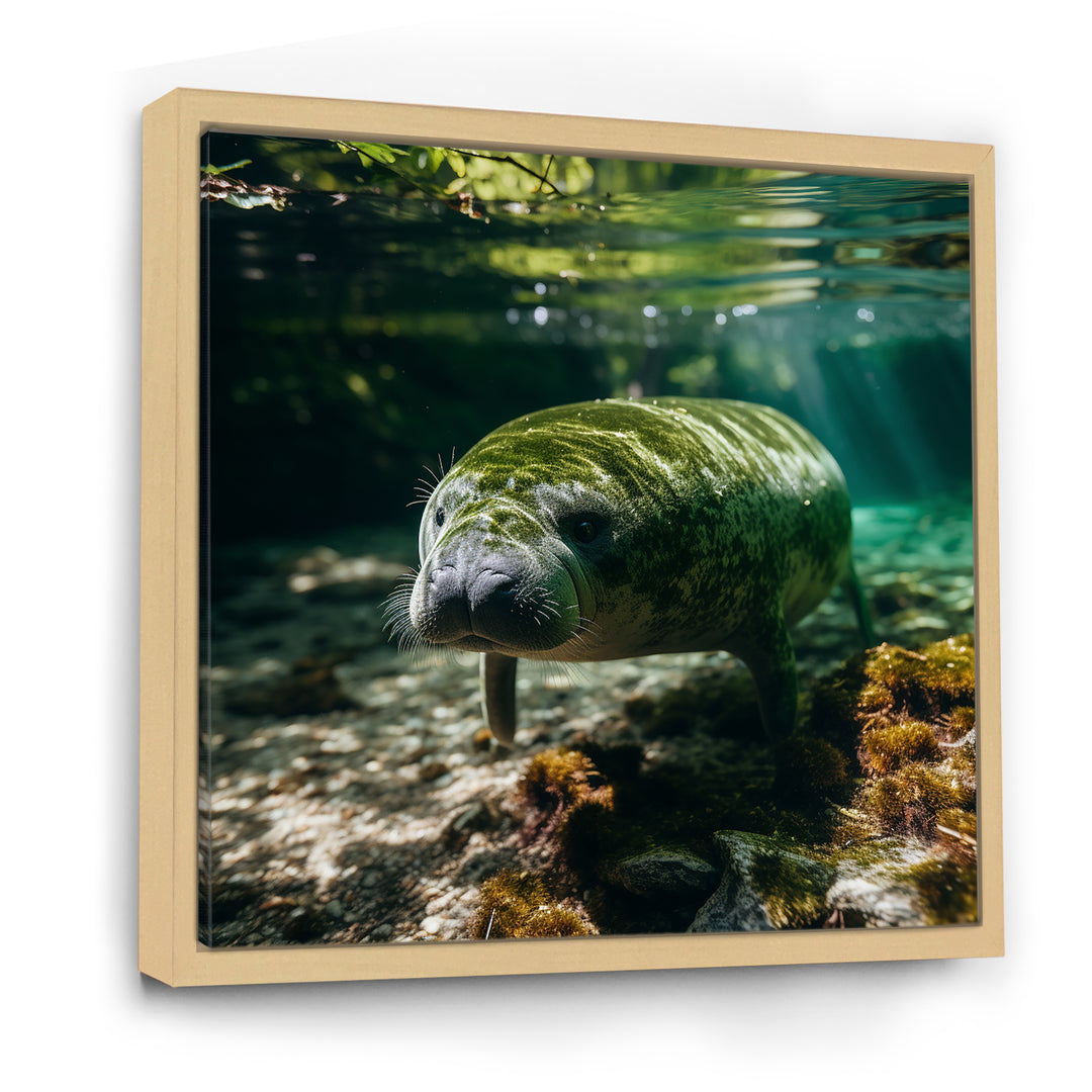 Serene Sea Giant Portrait of a Manatee - Manatee Wall Decor