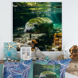 Serene Sea Giant Portrait of a Manatee - Manatee Wall Decor