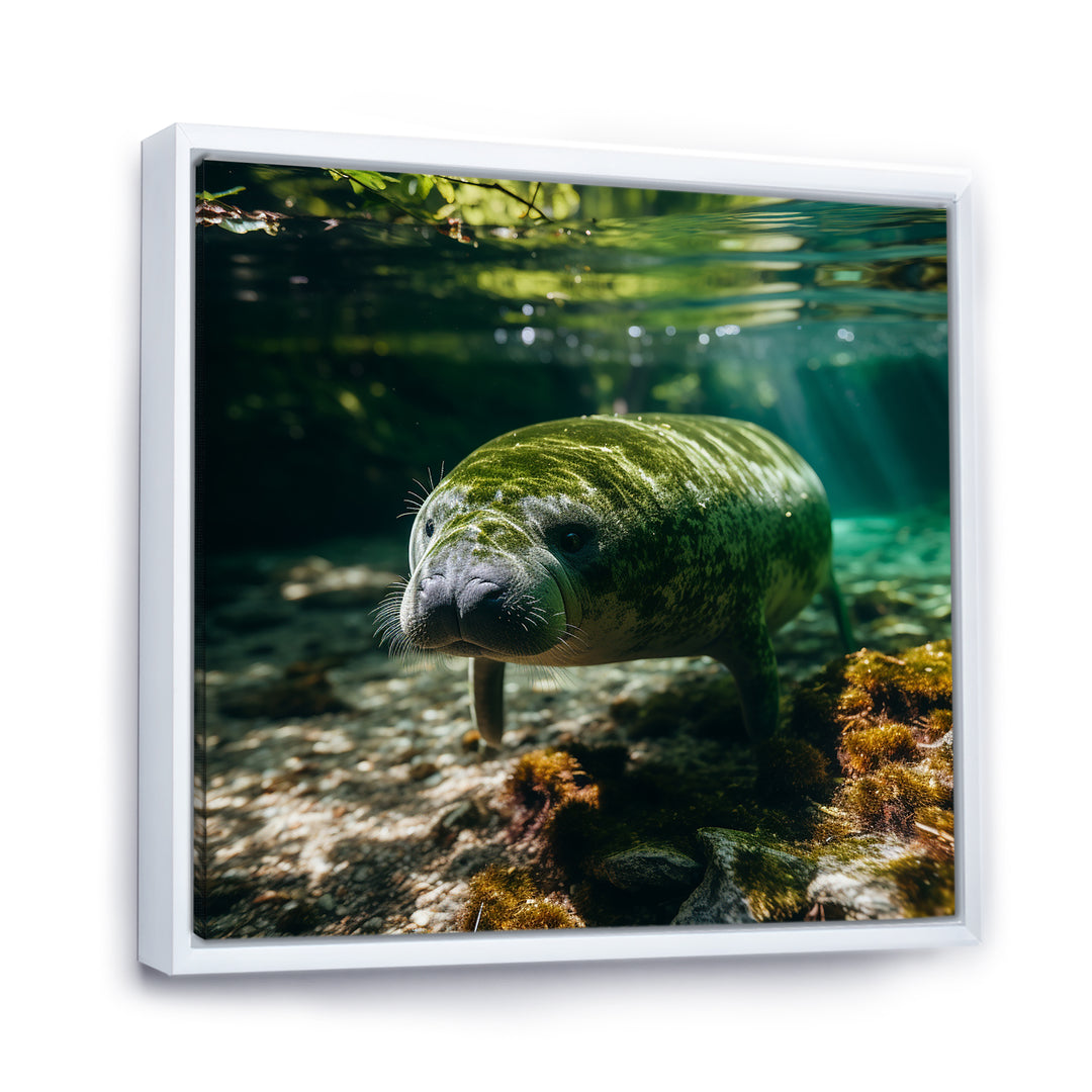 Serene Sea Giant Portrait of a Manatee - Manatee Wall Decor