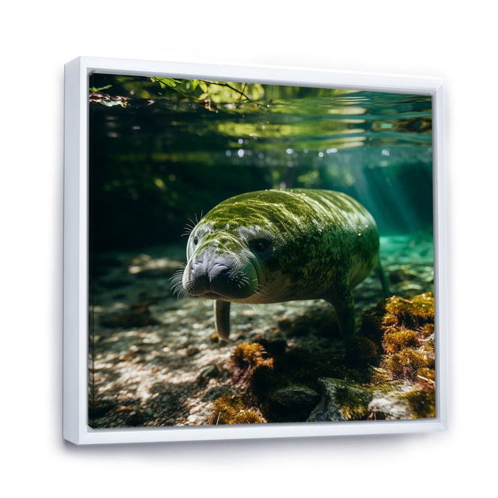 Serene Sea Giant Portrait of a Manatee - Manatee Wall Decor