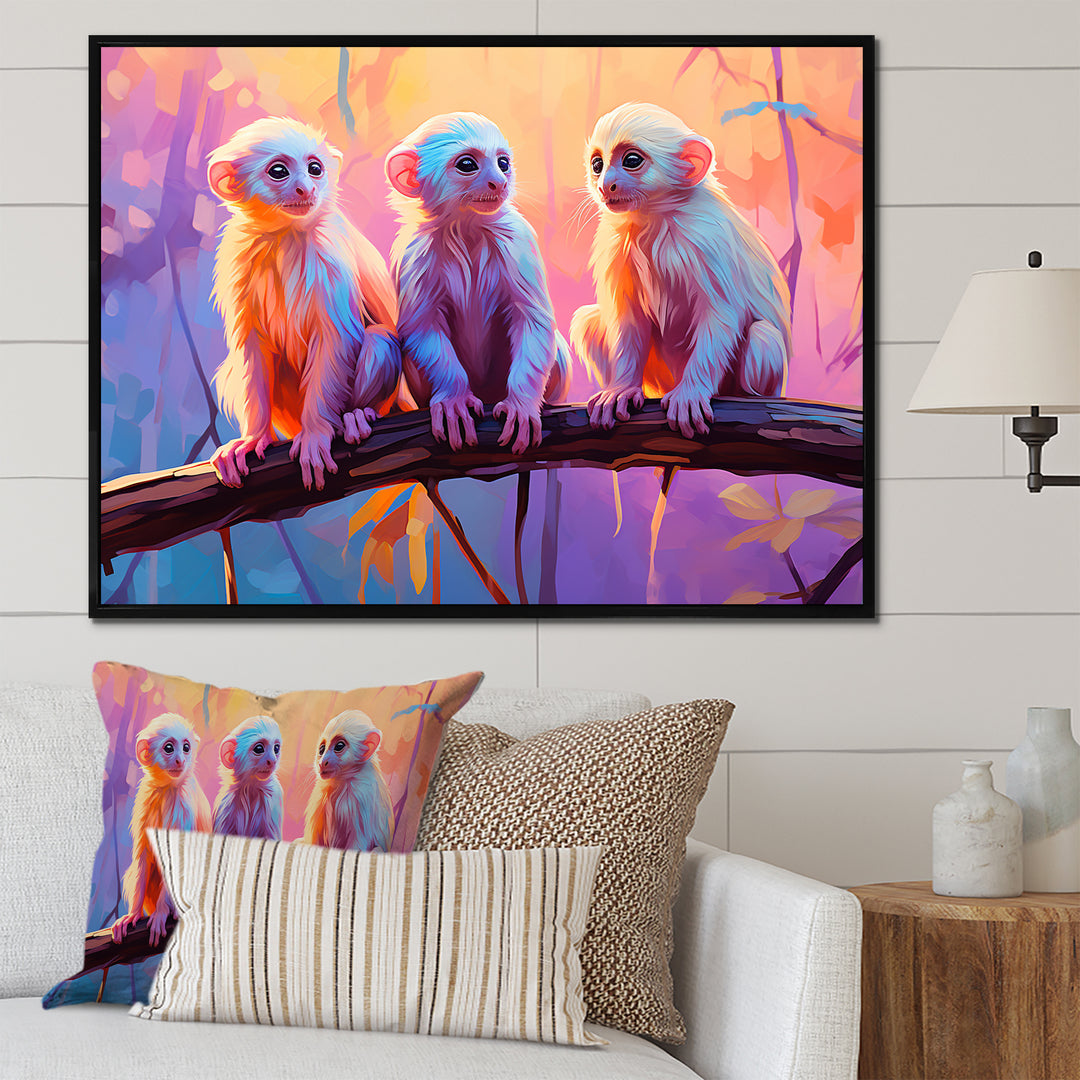 Joyous Jungle Monkeys - Pink Monkey Wall Art