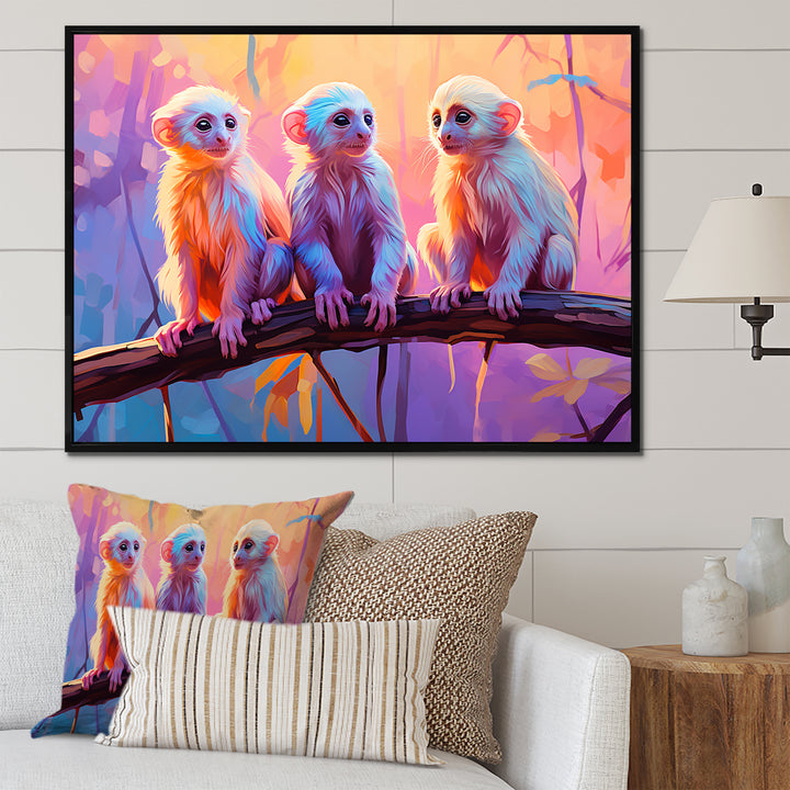 Joyous Jungle Monkeys - Pink Monkey Wall Art