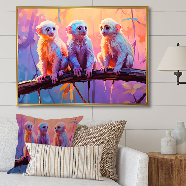 Joyous Jungle Monkeys - Pink Monkey Wall Art