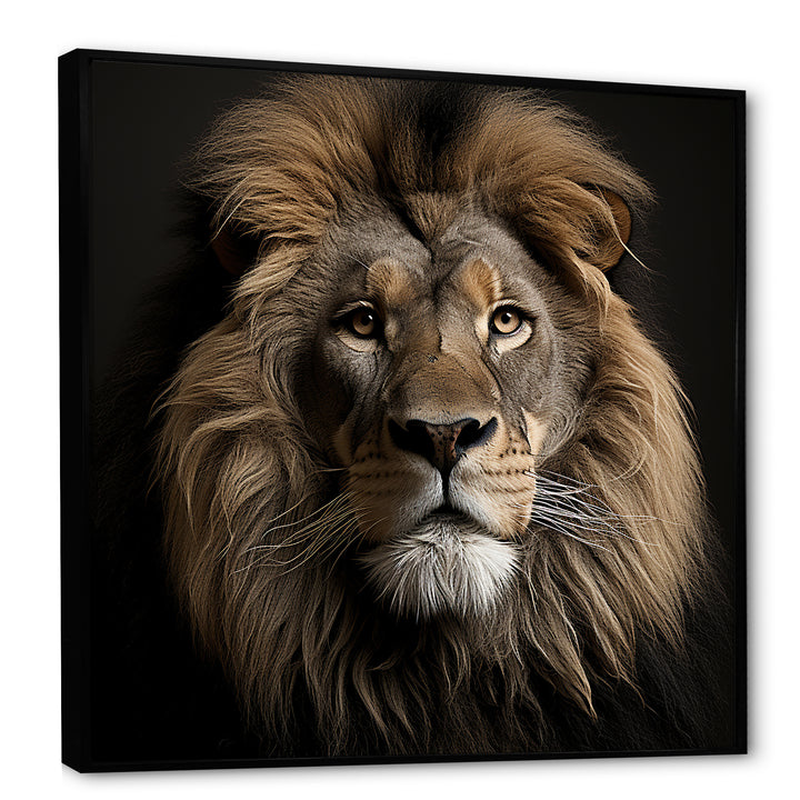 Dark Majestic Lion portrait - Lion Large Canvas Wall Art