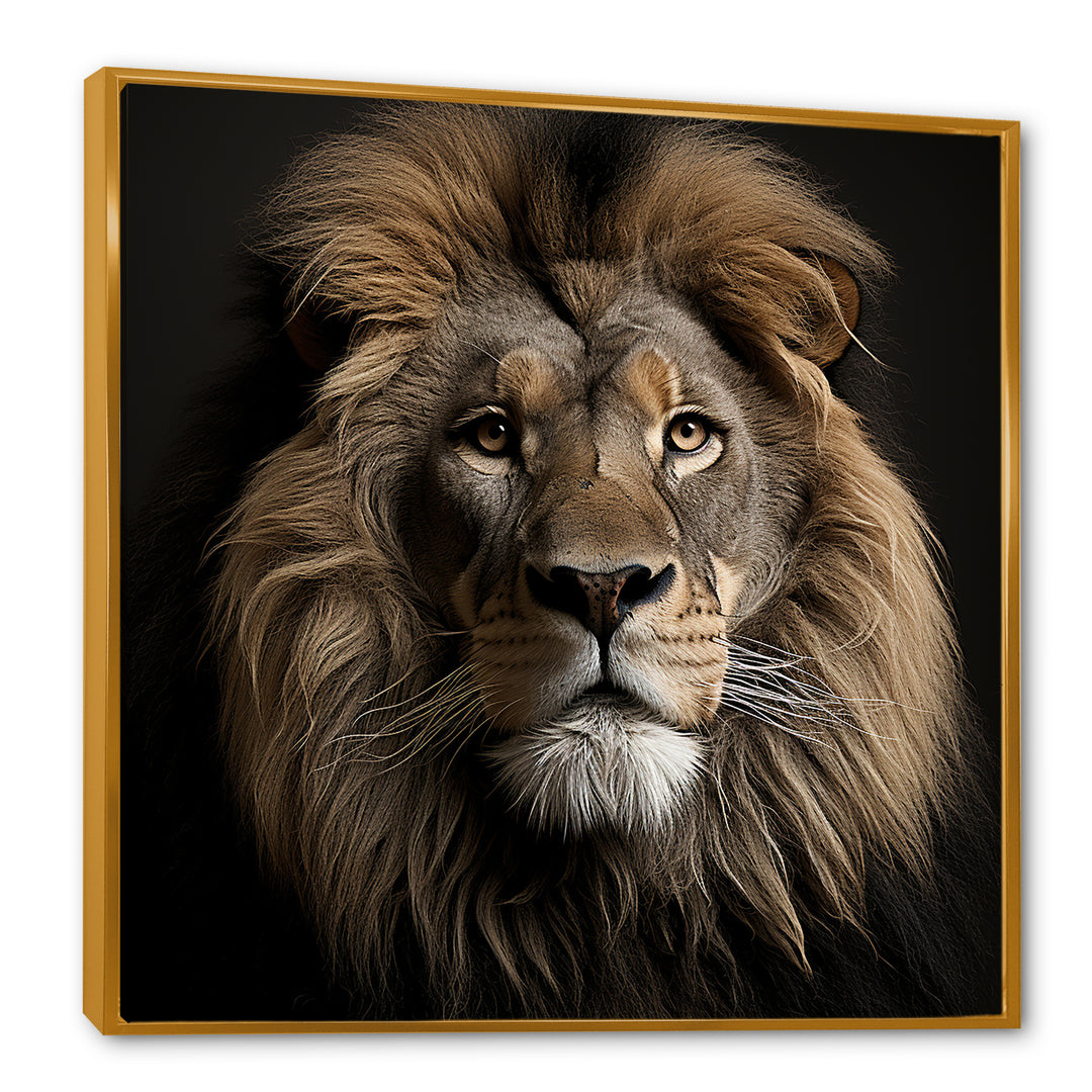 Dark Majestic Lion portrait - Lion Large Canvas Wall Art