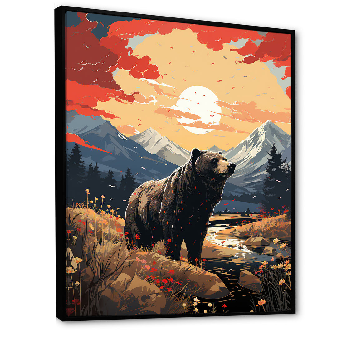 Grizzly Bear in the valley - Bear Home Decor Art