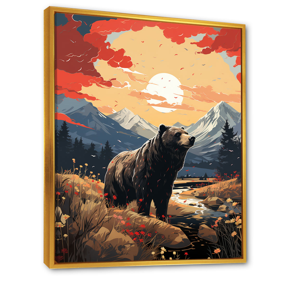 Grizzly Bear in the valley - Bear Home Decor Art