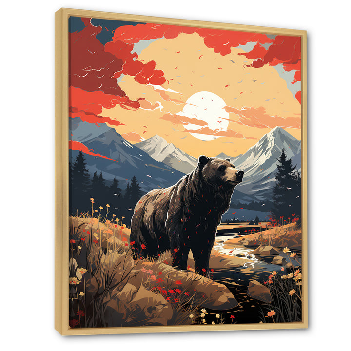 Grizzly Bear in the valley - Bear Home Decor Art