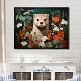 Brown Curious Otter in blooming meadow - Otter Canvas Wall Art