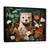 Brown Curious Otter in blooming meadow - Otter Canvas Wall Art