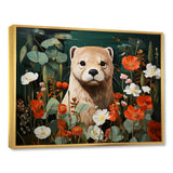 Brown Curious Otter in blooming meadow - Otter Canvas Wall Art
